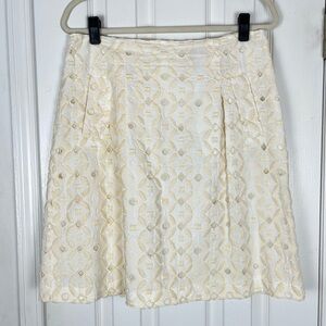 Isda & Co Cream-White Eyelet Lace A-Line Skirt